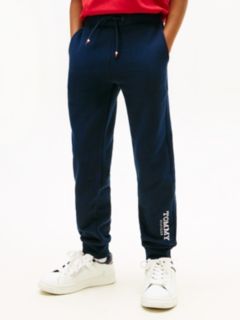 Logo Print Brushed Fleece Joggers — Blue 2