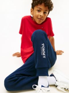Logo Print Brushed Fleece Joggers — Blue 3