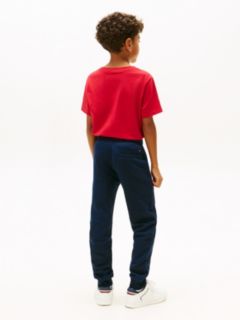 Logo Print Brushed Fleece Joggers — Blue 4