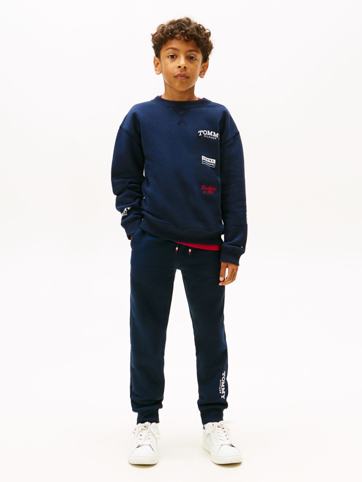 Logo Print Brushed Fleece Joggers — Blue