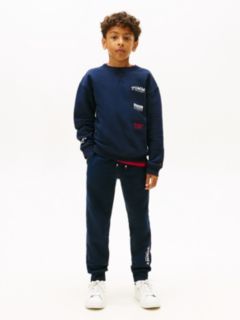 Logo Print Brushed Fleece Joggers — Blue 1