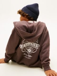 Textured Back Logo Zip-Thru Hoody — Brown 2