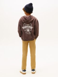 Textured Back Logo Zip-Thru Hoody — Brown 4