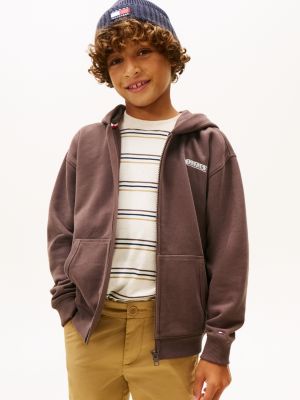 Textured Back Logo Zip-Thru Hoody