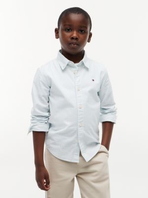 blue essential regular fit button-down oxford shirt for boys tommy hilfiger