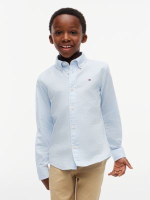 chemise oxford essential à col boutonné blue pour garçons tommy hilfiger