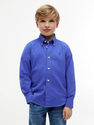 chemise oxford essential à col boutonné blue pour garçons tommy hilfiger