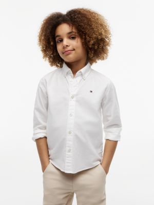chemise oxford essential à col boutonné white pour garçons tommy hilfiger