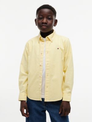 yellow essential regular fit button-down oxford shirt for boys tommy hilfiger