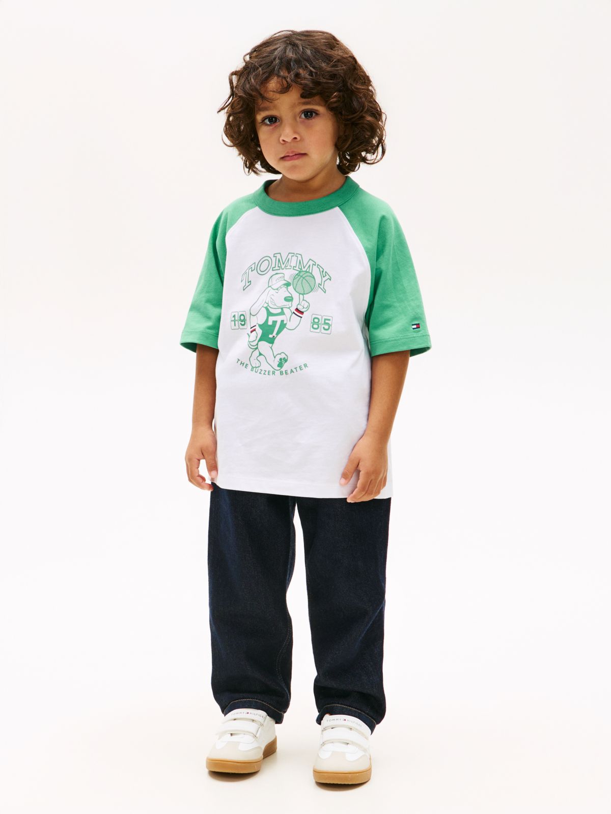 Graphic Raglan Crew Neck T-Shirt — White