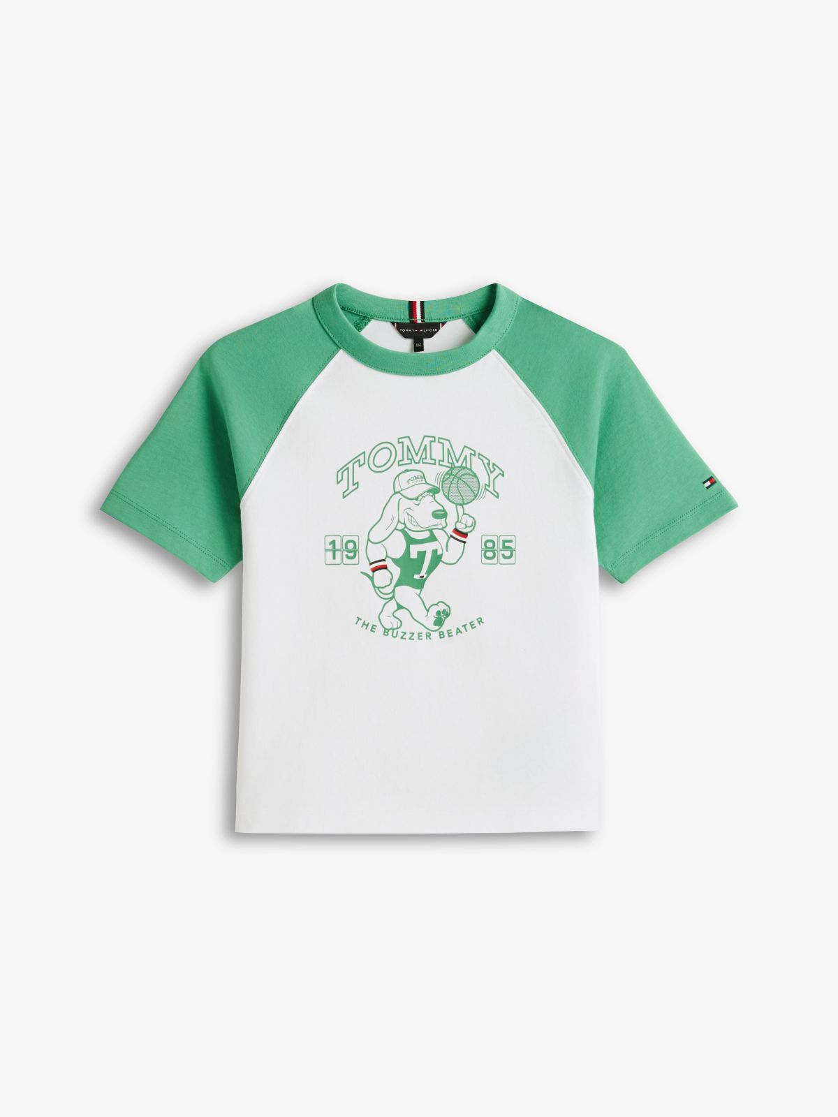 Graphic Raglan Crew Neck T-Shirt — White