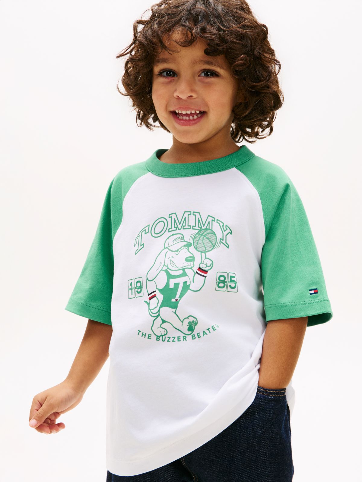 Graphic Raglan Crew Neck T-Shirt — White