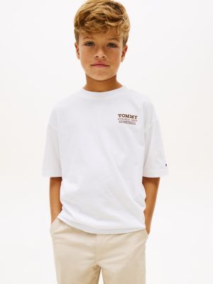 white rundhals-t-shirt mit grafik hinten für jungen - tommy hilfiger