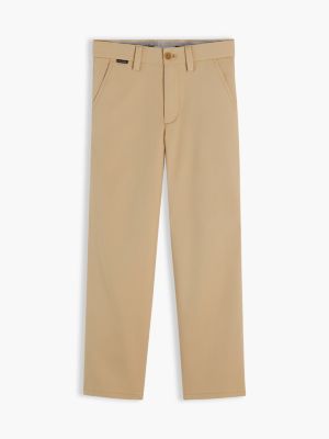 beige essential loose fit chinos mit logo-label für jungen - tommy hilfiger