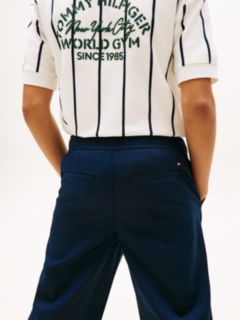Essential Flag Embroidery Relaxed Twill Trousers — Blue 3