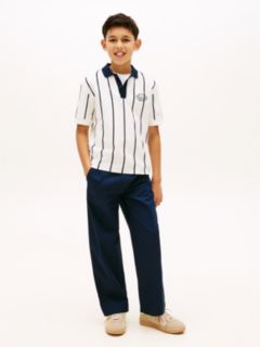 Essential Flag Embroidery Relaxed Twill Trousers — Blue 1