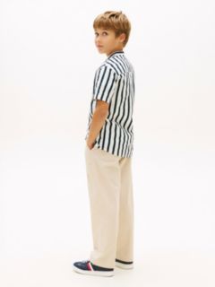 Stripe Linen Blend Short Sleeve Shirt — Blue 4