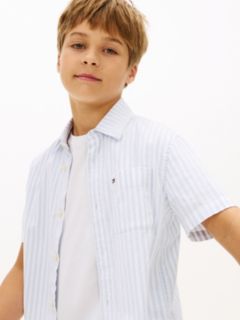 Ithaca Stripe Short Sleeve Oxford Shirt — Blue 2