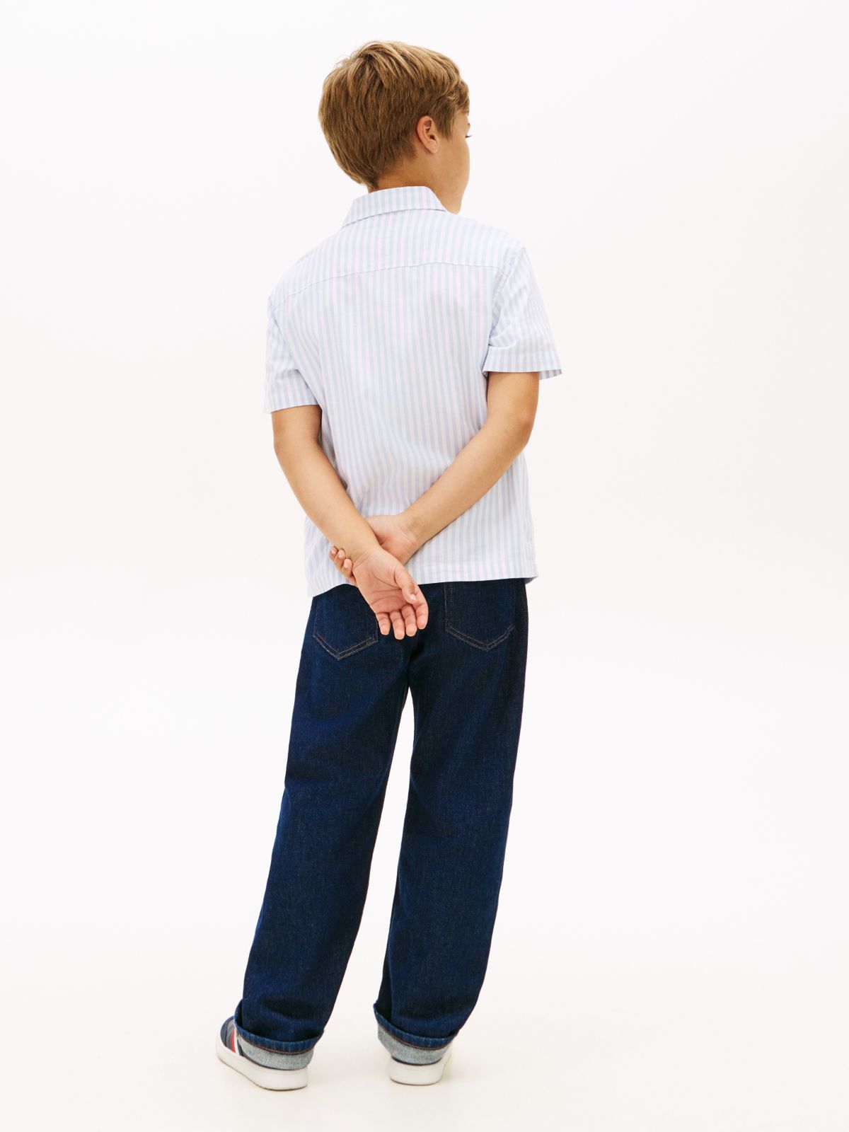 Ithaca Stripe Short Sleeve Oxford Shirt — Blue