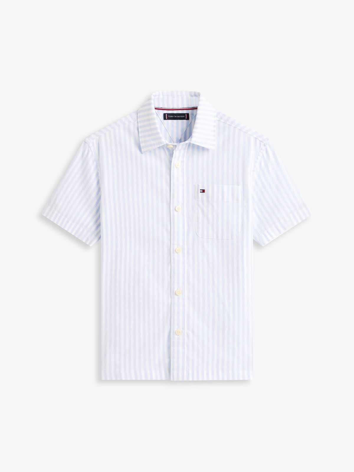 Ithaca Stripe Short Sleeve Oxford Shirt — Blue