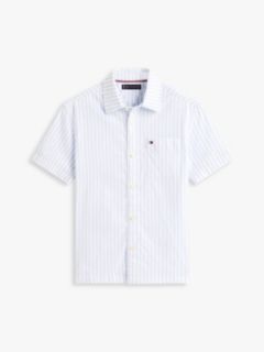 Ithaca Stripe Short Sleeve Oxford Shirt — Blue 5