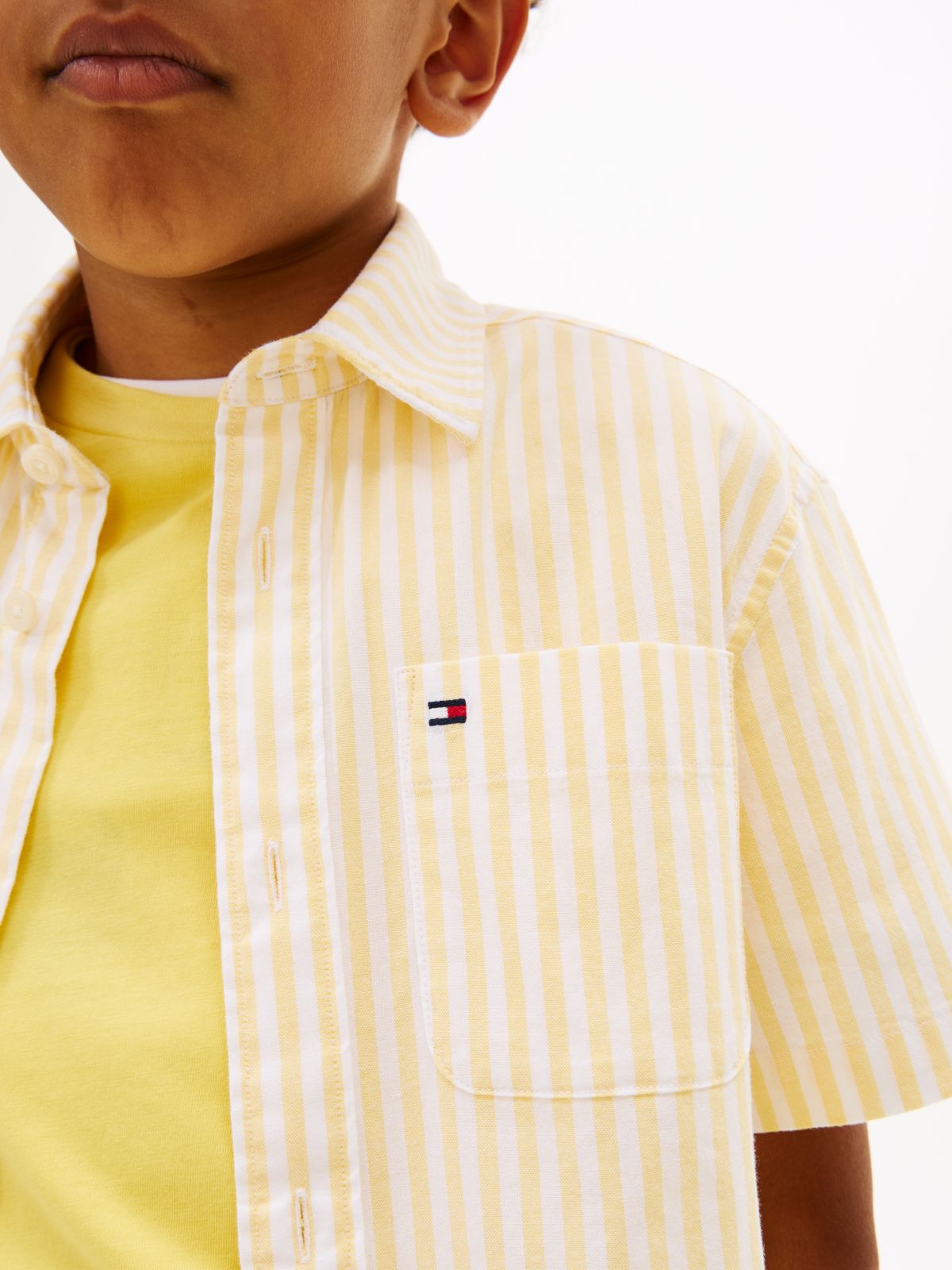 Ithaca Stripe Short Sleeve Oxford Shirt — Yellow