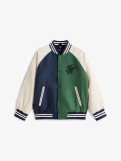 Logo Embroidery Relaxed Raglan Bomber Jacket — Blue 5