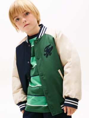 bomber relaxed fit con logo ricamato blue da bambini tommy hilfiger