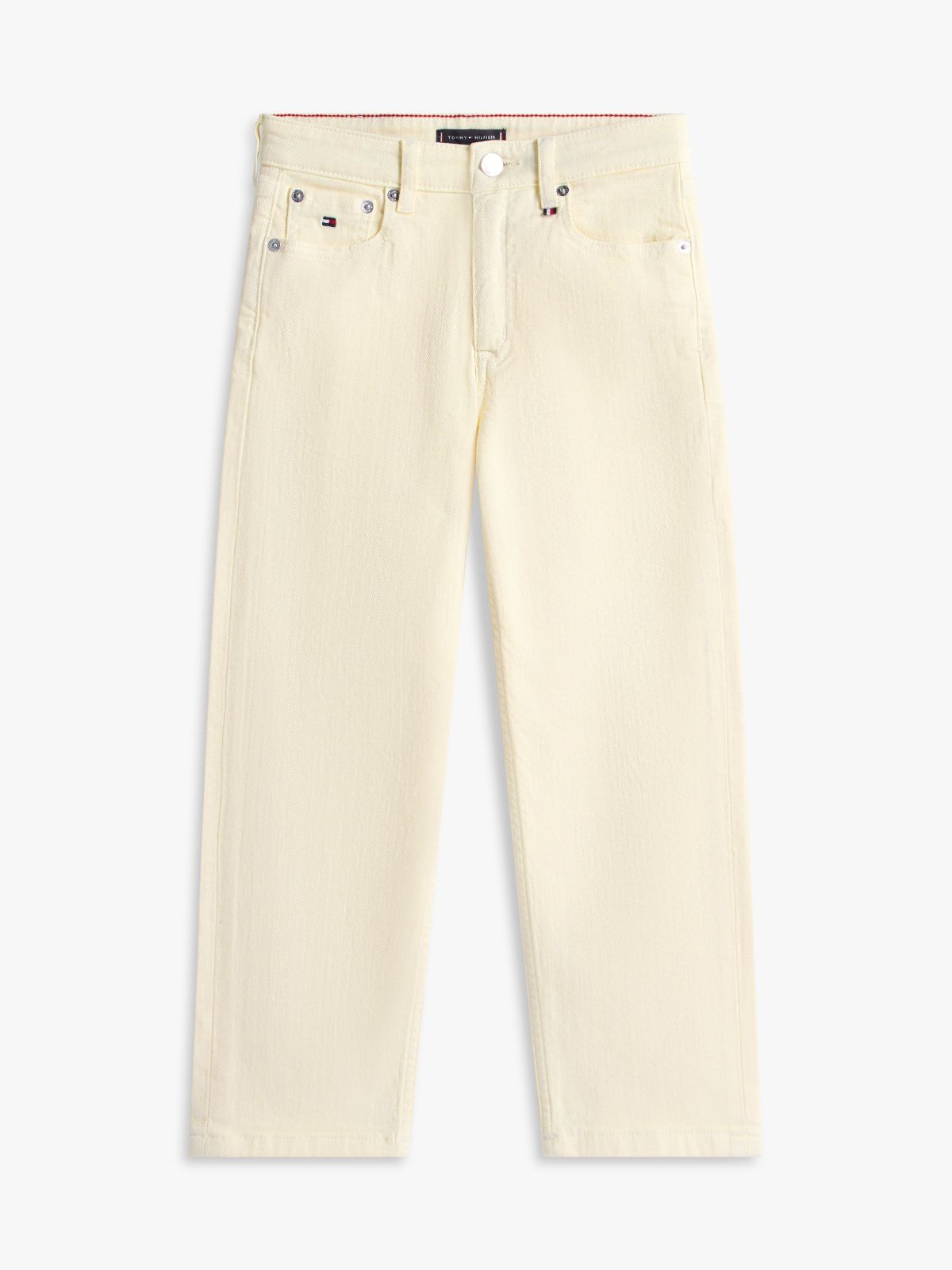 Flag Embroidery Relaxed Jeans — Beige