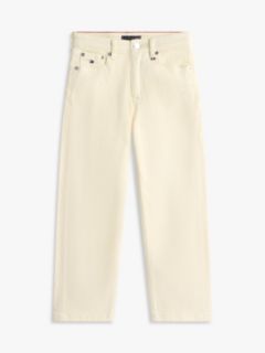 Flag Embroidery Relaxed Jeans — Beige 5