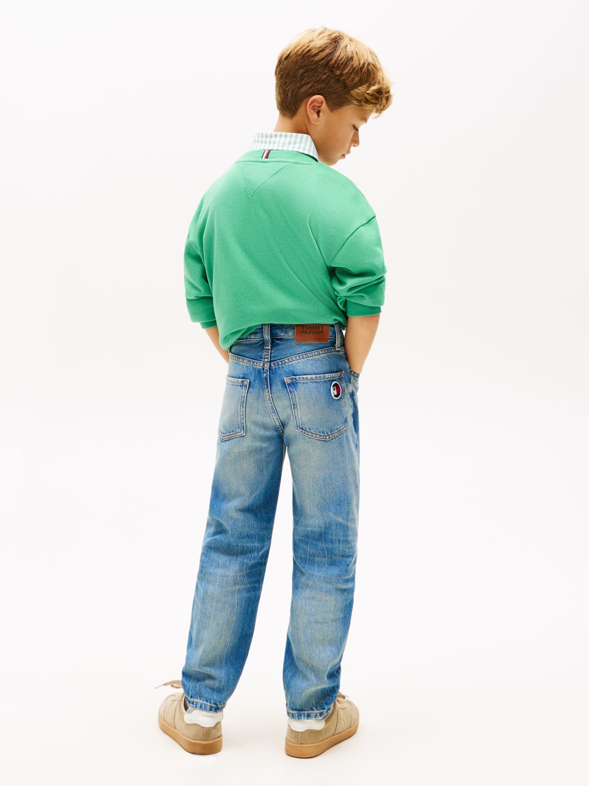 Smiley Flag Whiskered Tapered Leg Jeans — Blue