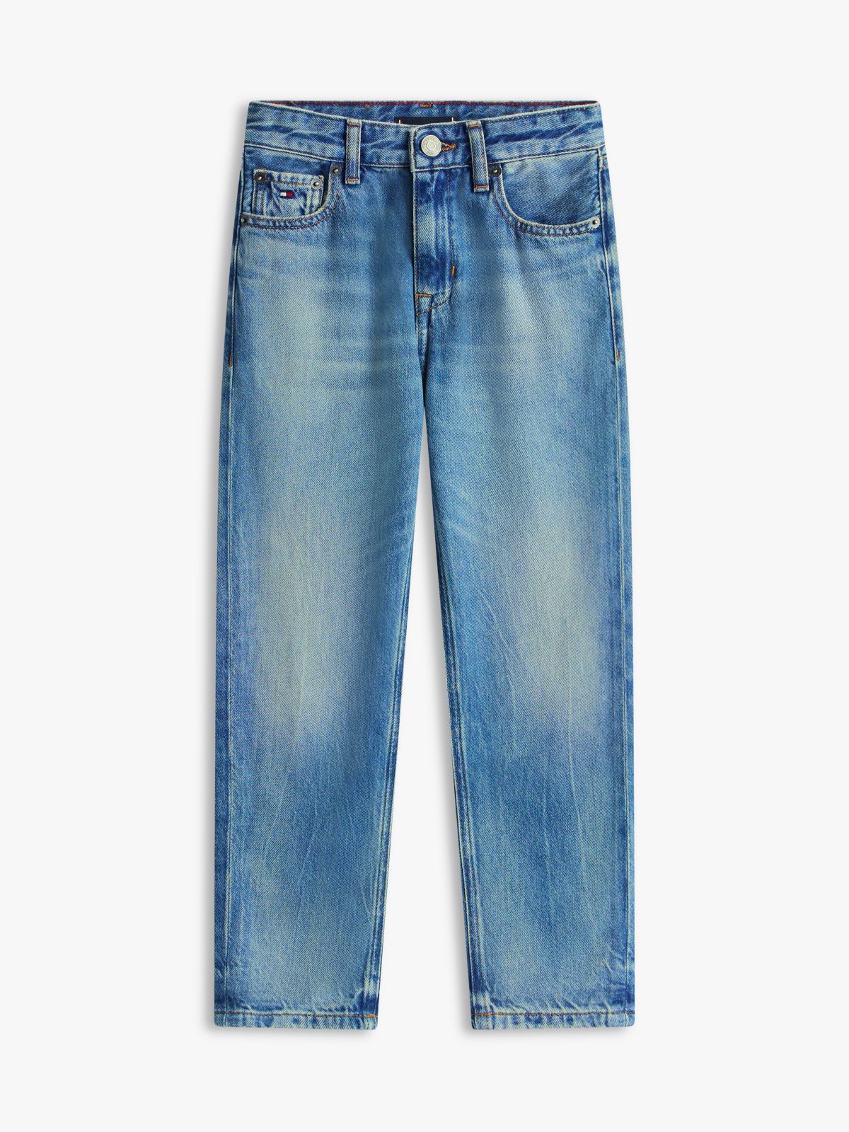 Smiley Flag Whiskered Tapered Leg Jeans — Blue