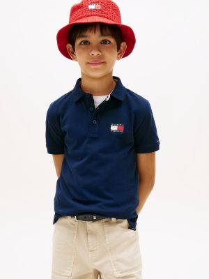 blue regular fit wavy flag polo shirt for boys tommy hilfiger