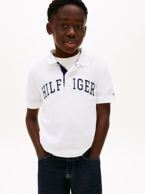 white strukturiertes regular fit poloshirt für jungen - tommy hilfiger