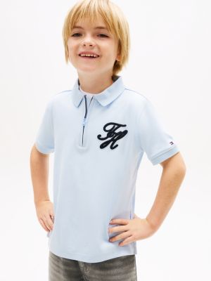 blue regular fit poloshirt mit logo-applikation für jungen - tommy hilfiger