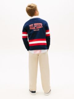 Back Graphic Long Sleeve Polo Shirt — Blue 4
