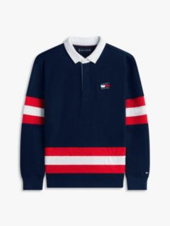 Back Graphic Long Sleeve Polo Shirt — Blue 5