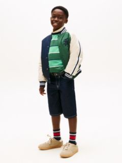 Contrast Topstitch Loose Denim Shorts — Blue 1