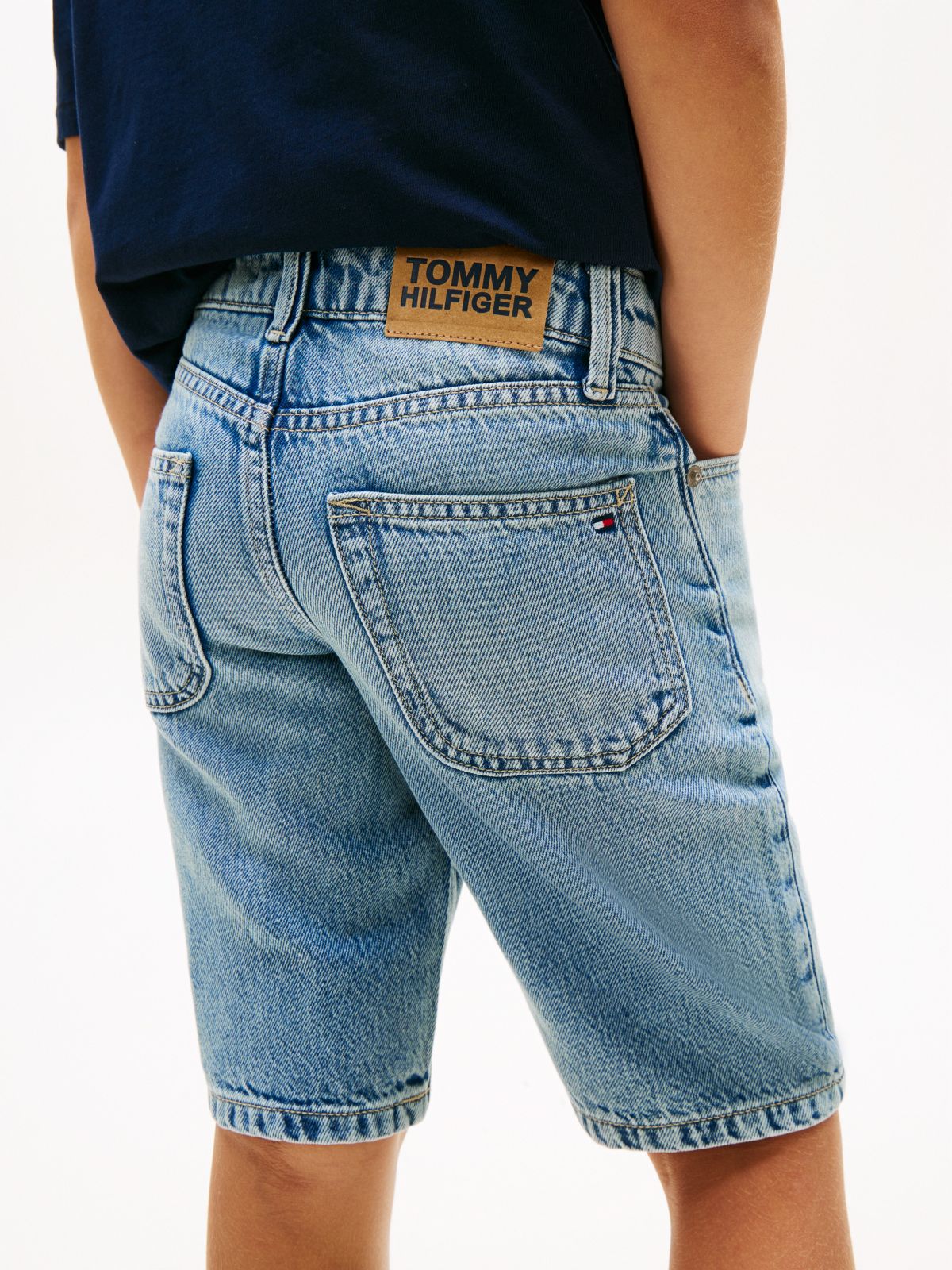 Faded Regular Straight Leg Denim Shorts — Blue