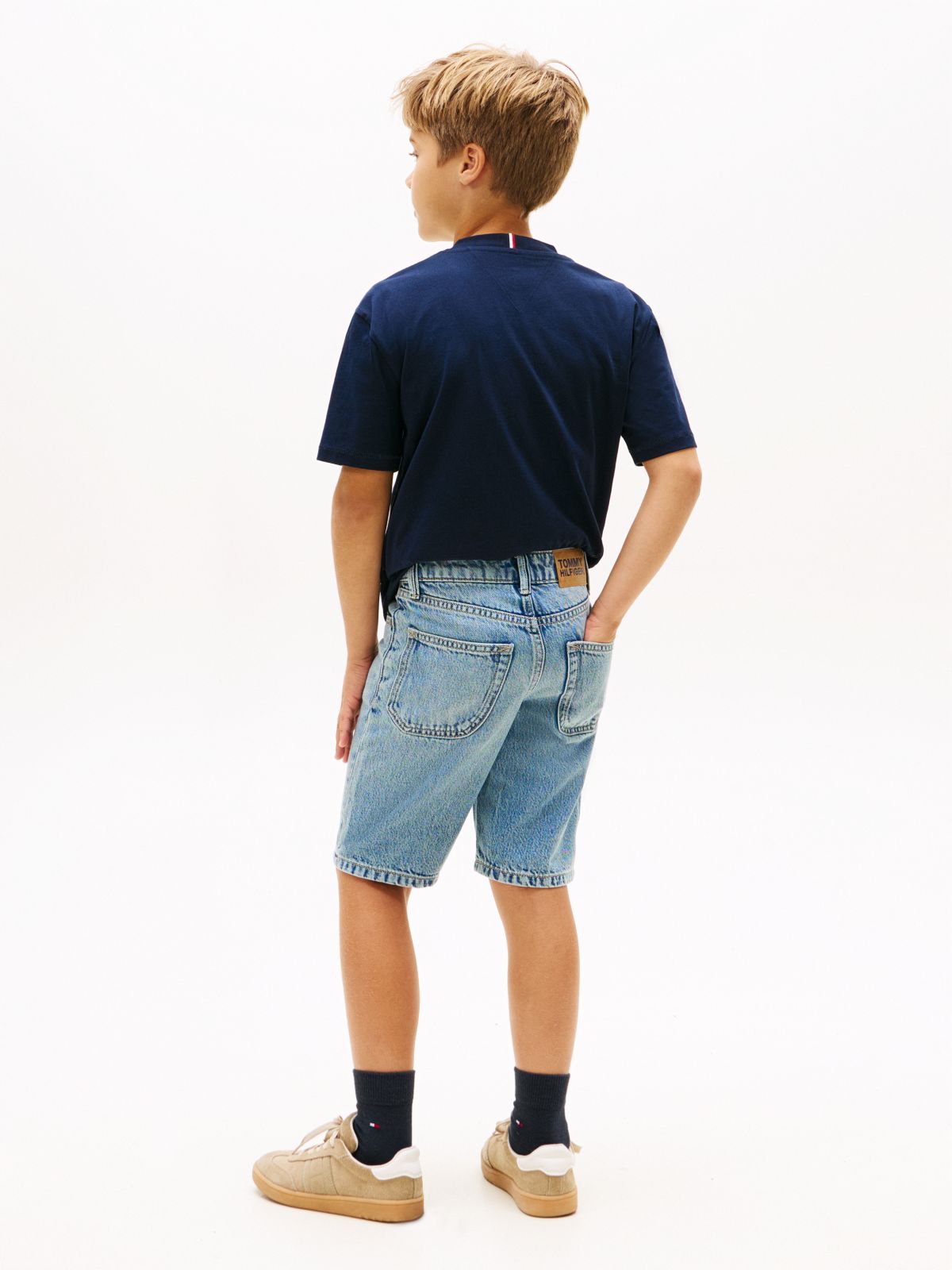 Faded Regular Straight Leg Denim Shorts — Blue