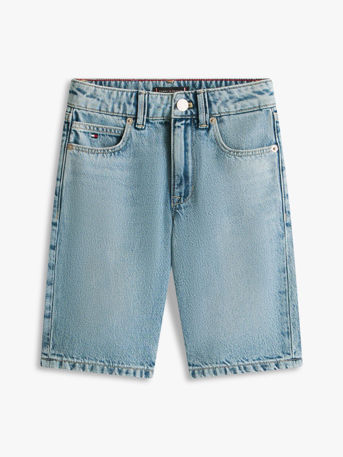 Faded Regular Straight Leg Denim Shorts — Blue