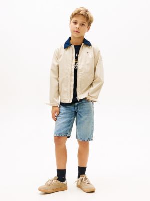 blue faded regular straight leg denim shorts for boys tommy hilfiger