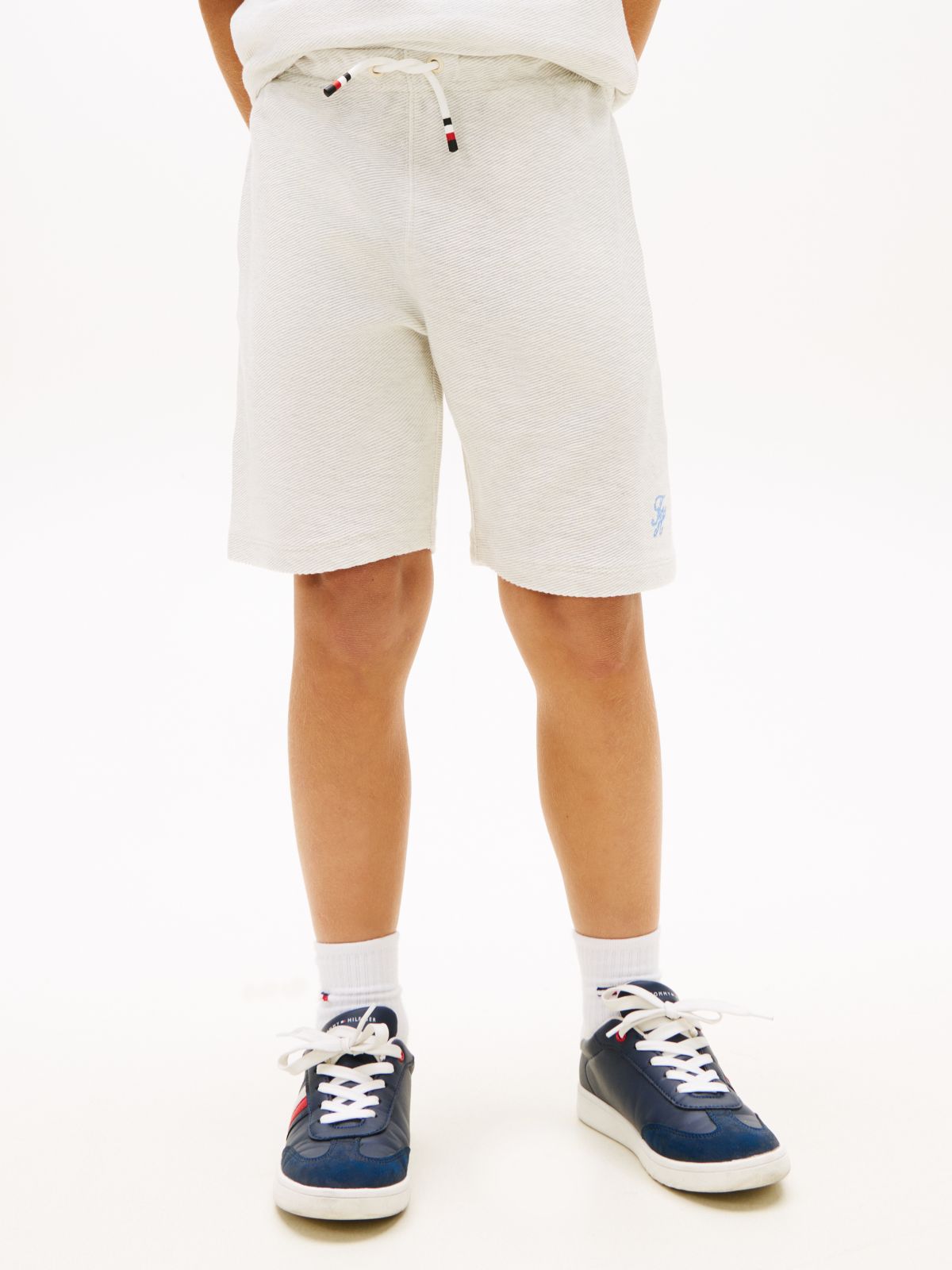 Logo Embroidery Jersey Twill Shorts — White