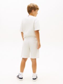 Logo Embroidery Jersey Twill Shorts — White 4