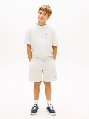 white logo embroidery jersey twill shorts for boys tommy hilfiger