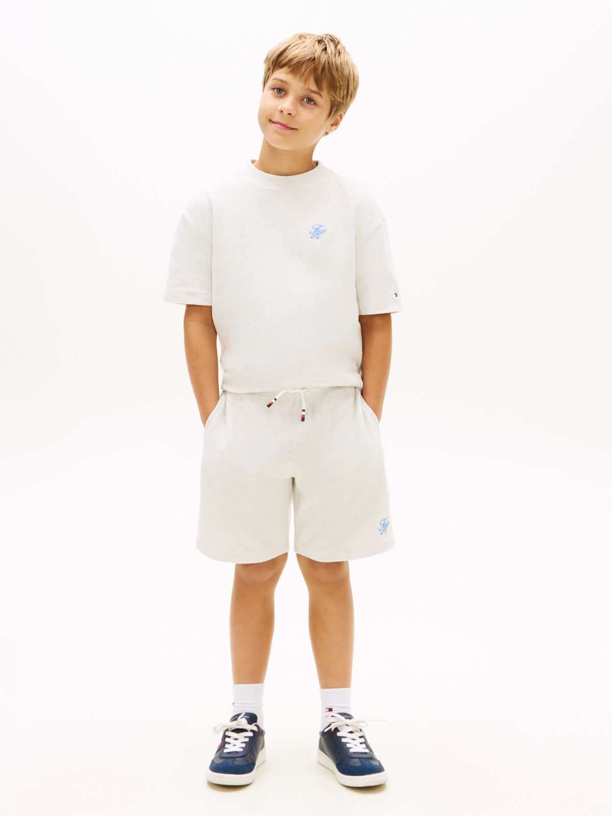 Logo Embroidery Jersey Twill Shorts — White