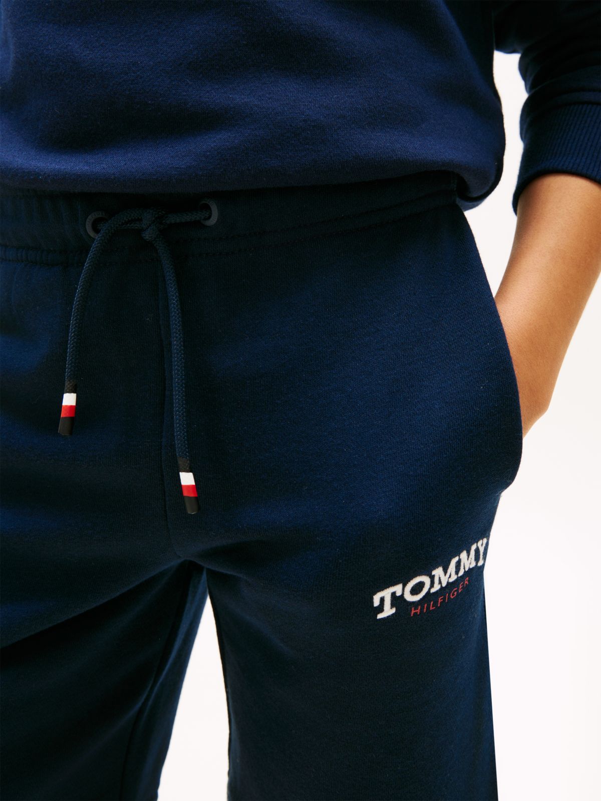 Logo Embroidery Terry Sweat Shorts — Blue