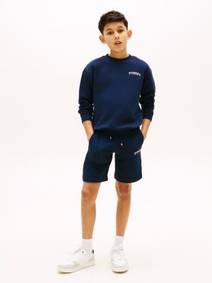 blue logo embroidery terry sweat shorts for boys tommy hilfiger