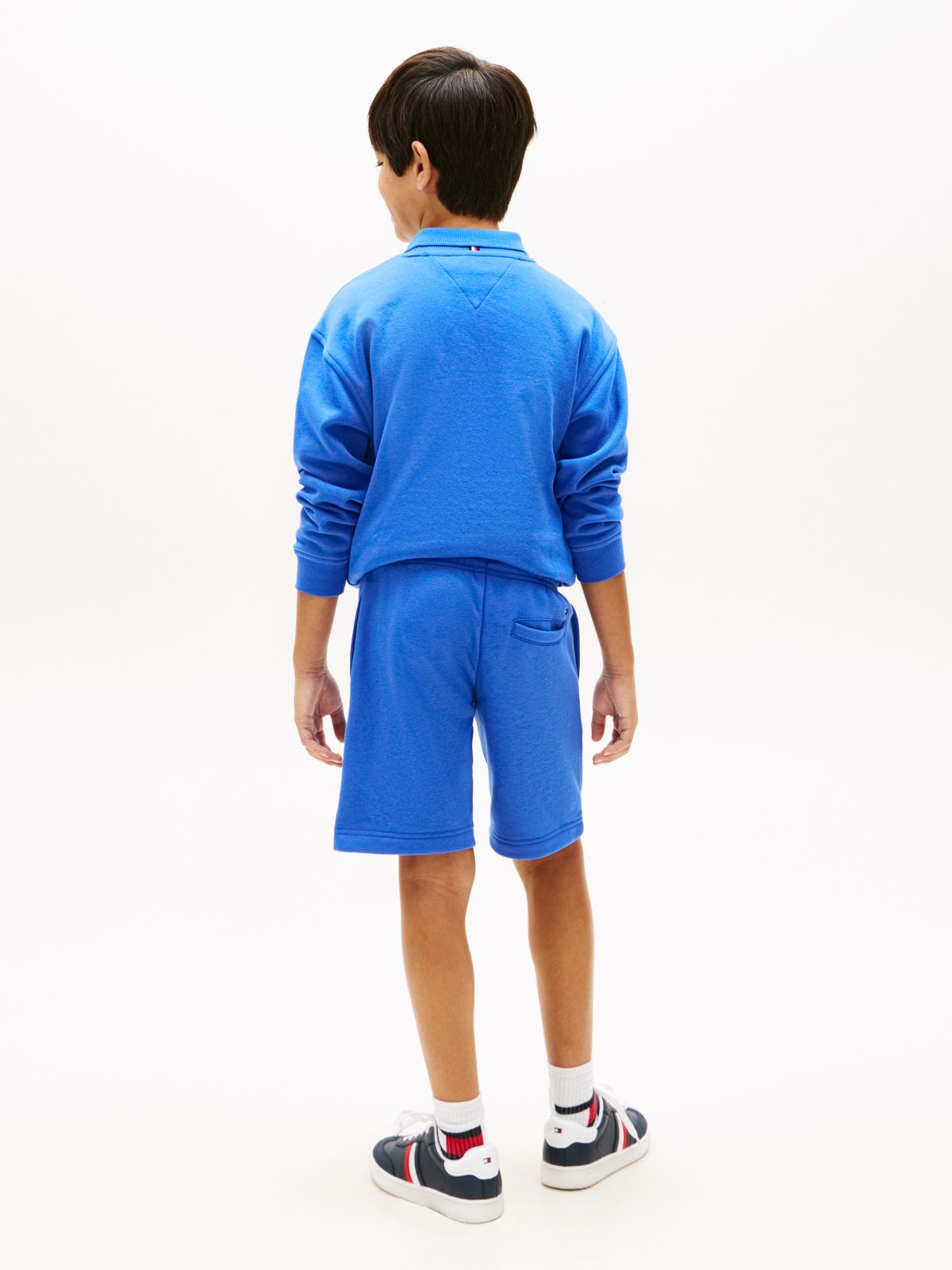 Logo Embroidery Terry Sweat Shorts — Blue