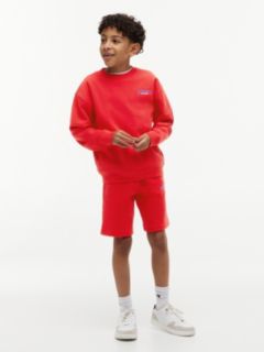 Logo Embroidery Terry Sweat Shorts — Red 2